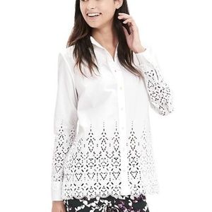 NWT - Banana Republic Scallop-Hem Eyelet Shirt